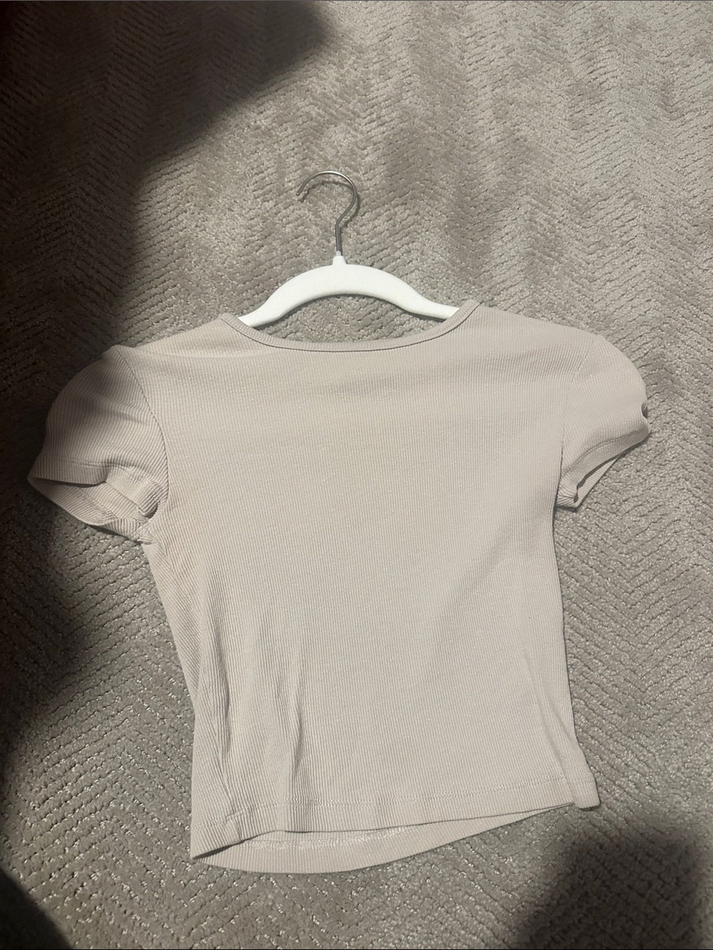H&M Short Sleeve Ribbed Tee in Light Beige